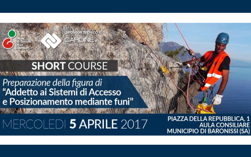 5 Aprile 2017 – Short Course “Preparazione della figura di Addetto ai Sistemi di Accesso e Posizionamento mediante Funi”