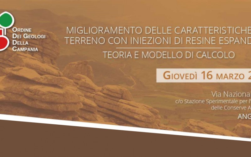 16 Marzo 2017 – Short Course “Miglioramento delle caratteristiche del terreno con iniezioni di resine espandenti. Teoria e modello di calcolo”